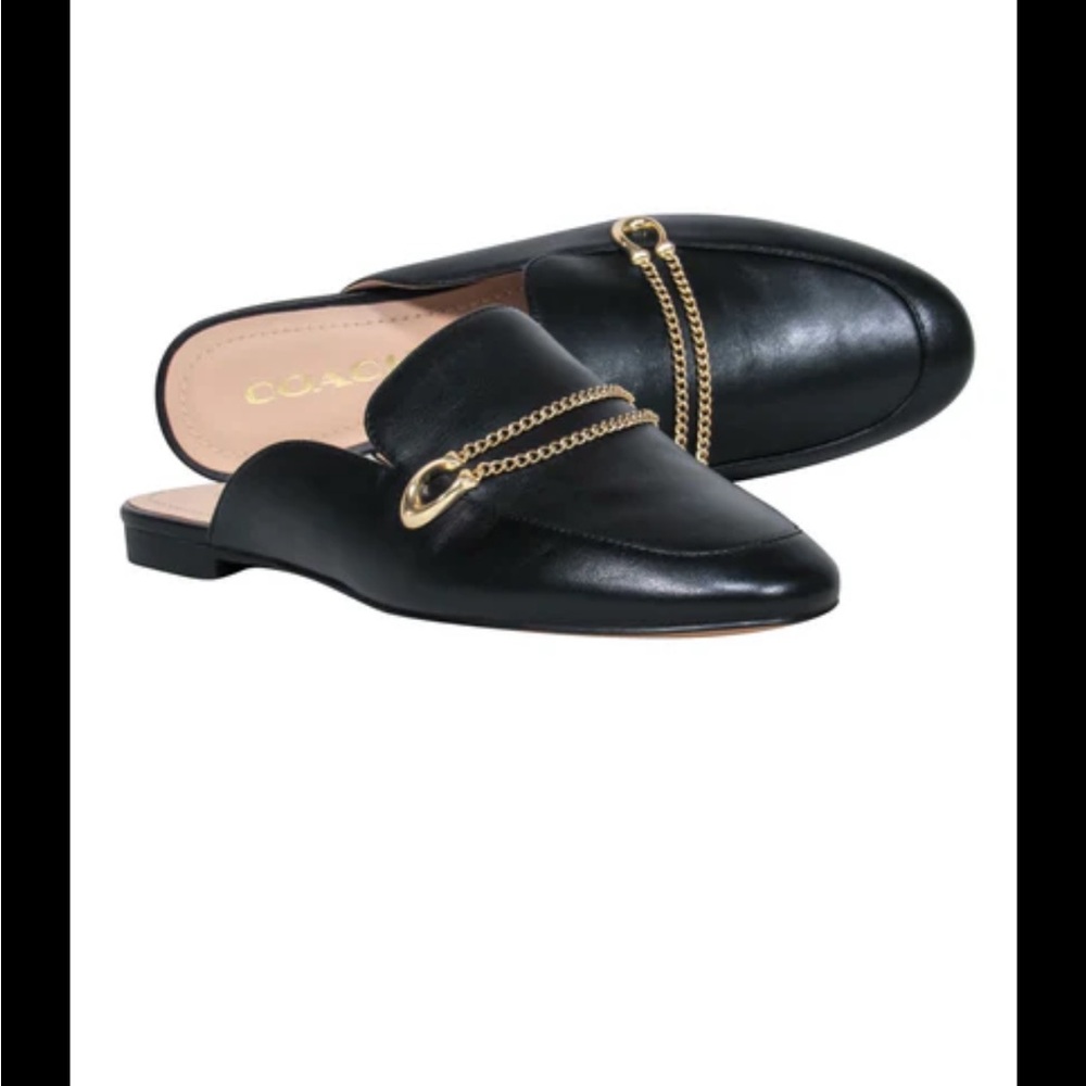 Coach Black Leather Mules